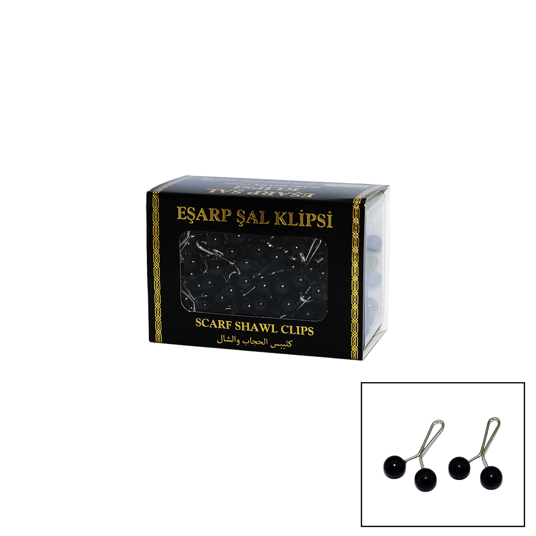 Black 100-Piece Scarf Hijab - Shawl Clip (5563)