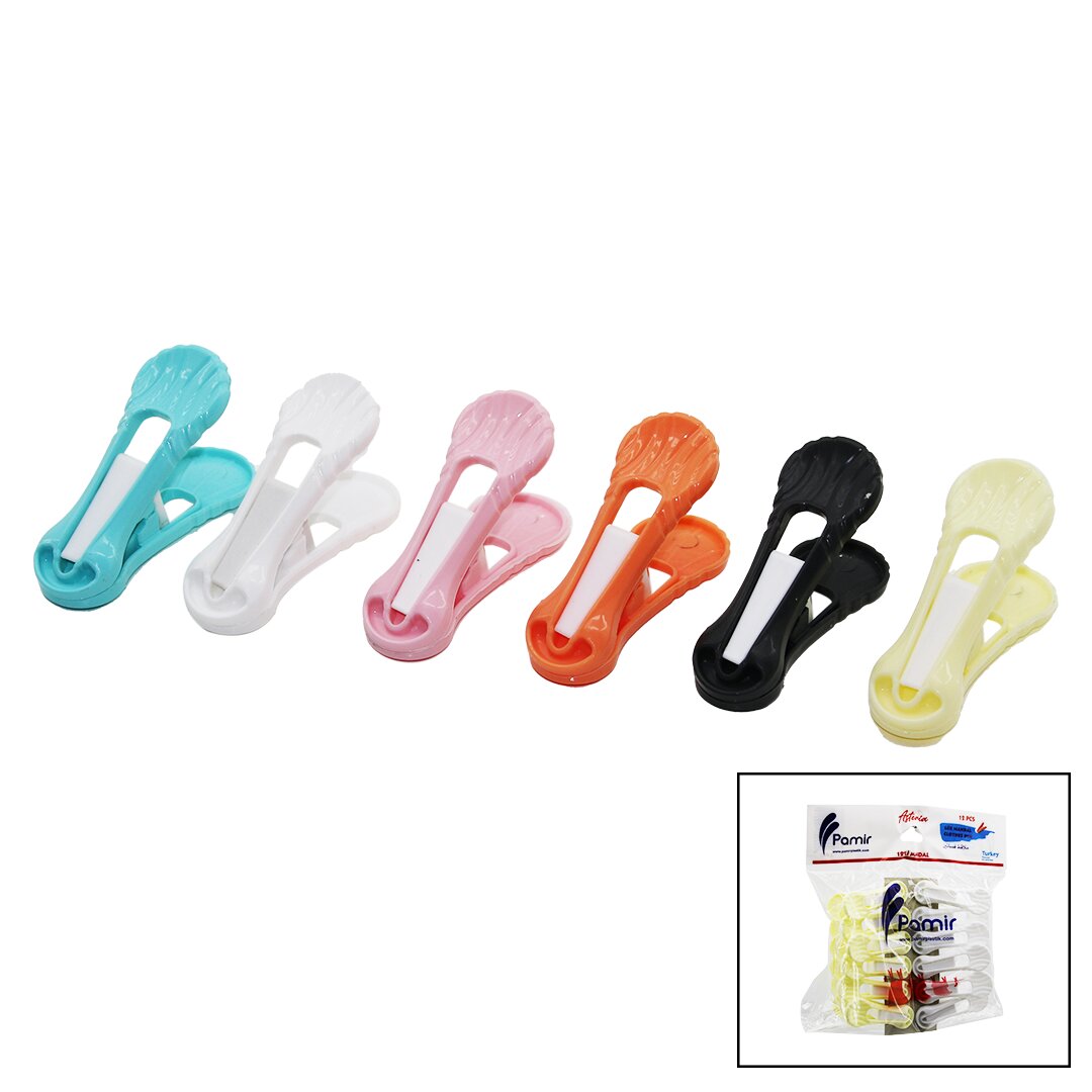 12PCS Springless Plastic Colored Clips (5563)