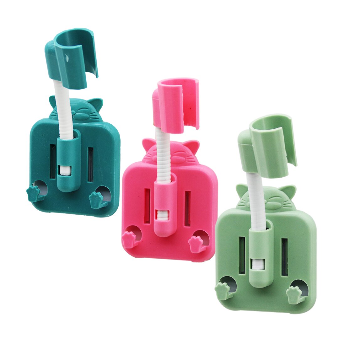 Bunte Kunststoff-Duschhalter mit sitzender Katzenfigur, 4-Wege-Kugelkopf (5563)