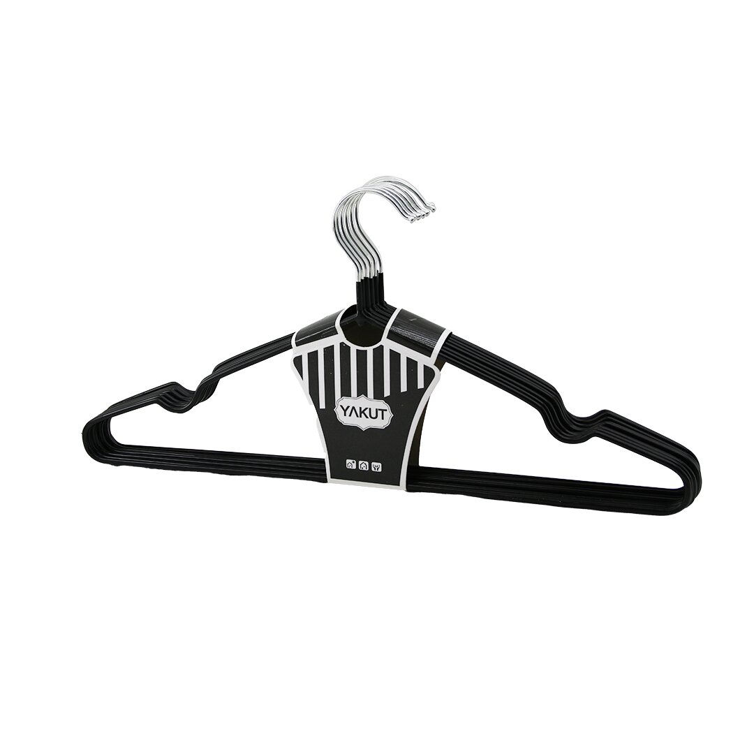 SİYAH 10PCS SİLİKON KAPLAMALI METAL ELBİSE ASKISI (5563)