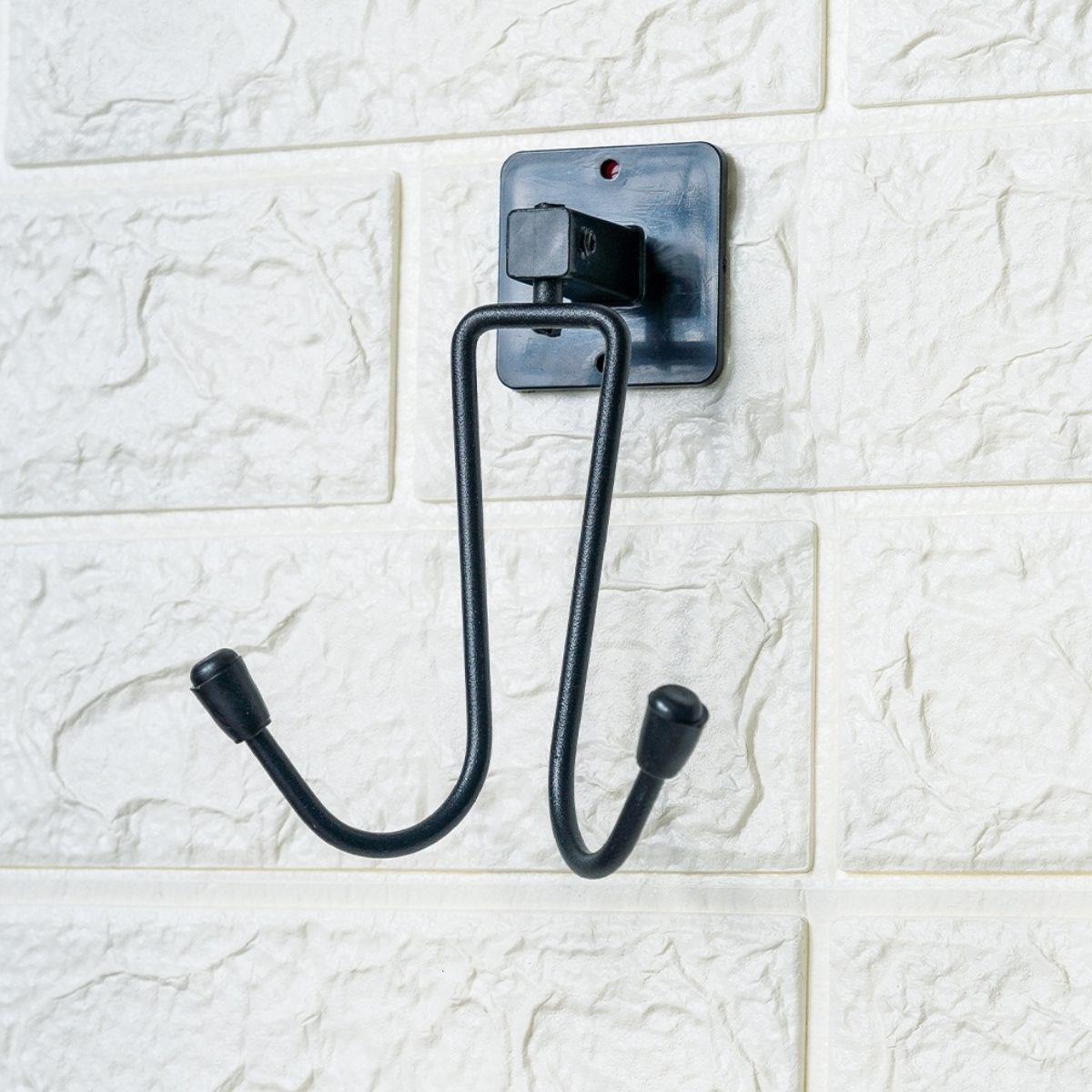 Kendiliğinden Yapışkanlı Siyah Paslanmaz Metal Bornoz ve Havlu Askılığı (5563)