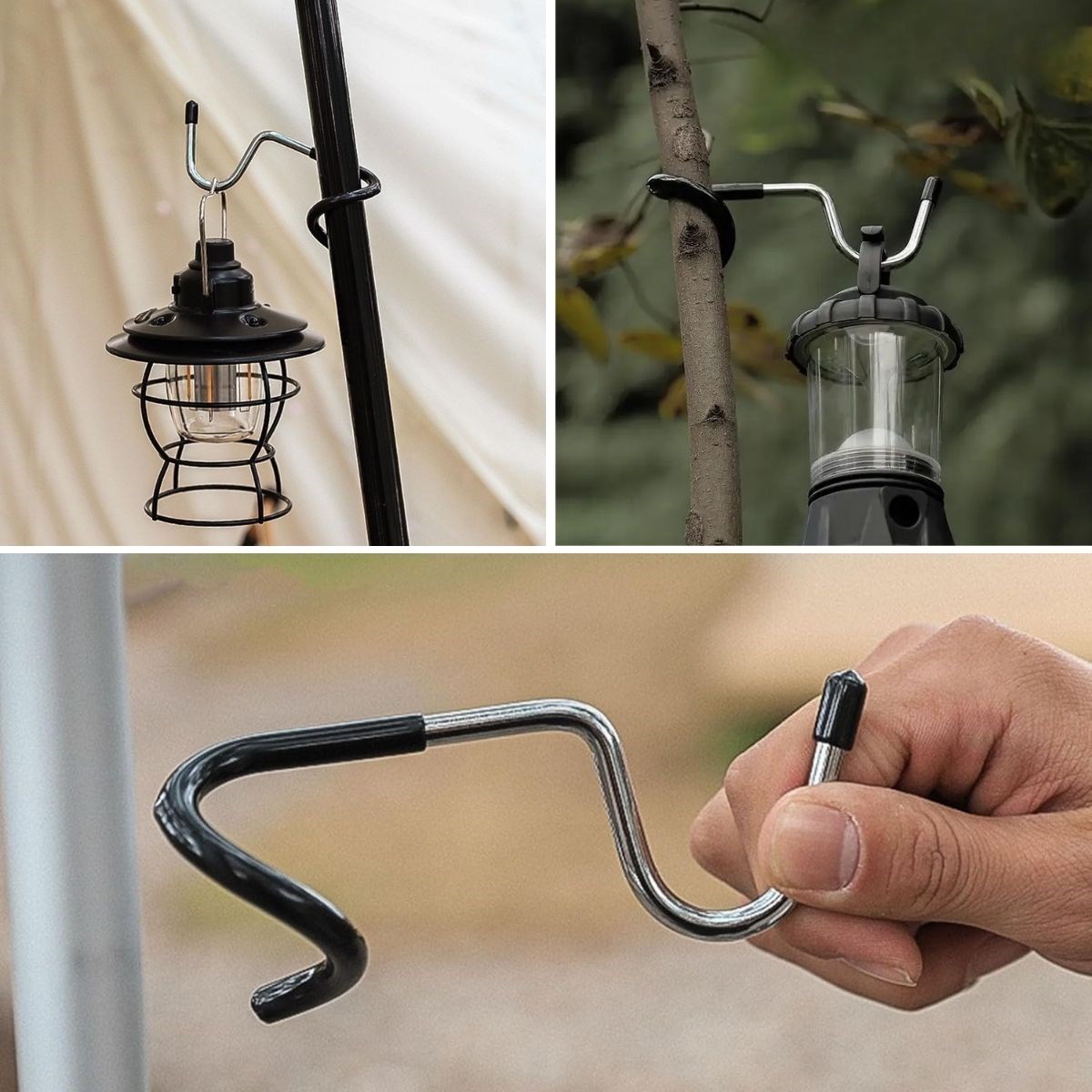 Kamp İçin Çok Fonksiyonlu S-Şekilli Direk Askısı Kaymaz Paslanmaz Çelik Eşya Asma Kancası (5563)