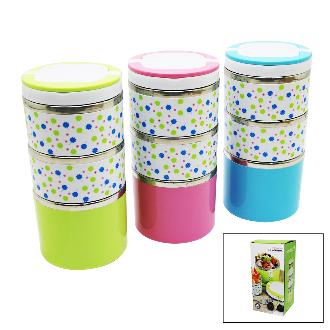 ÇİÇEKLİ 3LÜ SEFER TASI - SAKLAMA KABI RENKLİ 1.26LT (5563)