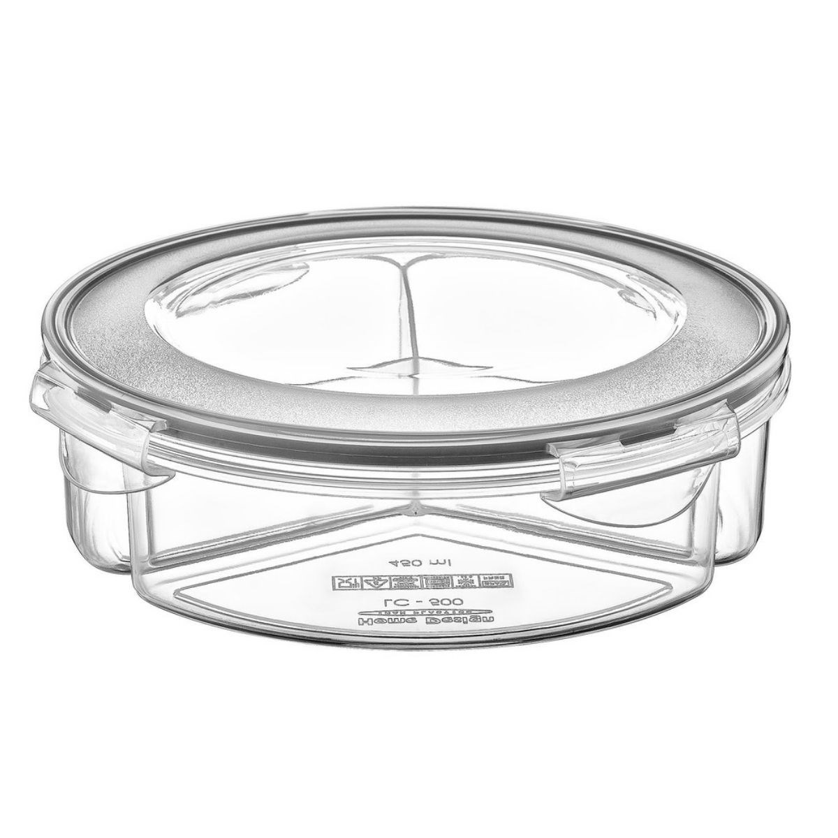 3 Bölmeli Sızdırmaz Contalı Kilitli Kapaklı 1,35 Litre yuvarlak Erzak Saklama Kabı LC-500 (5563)