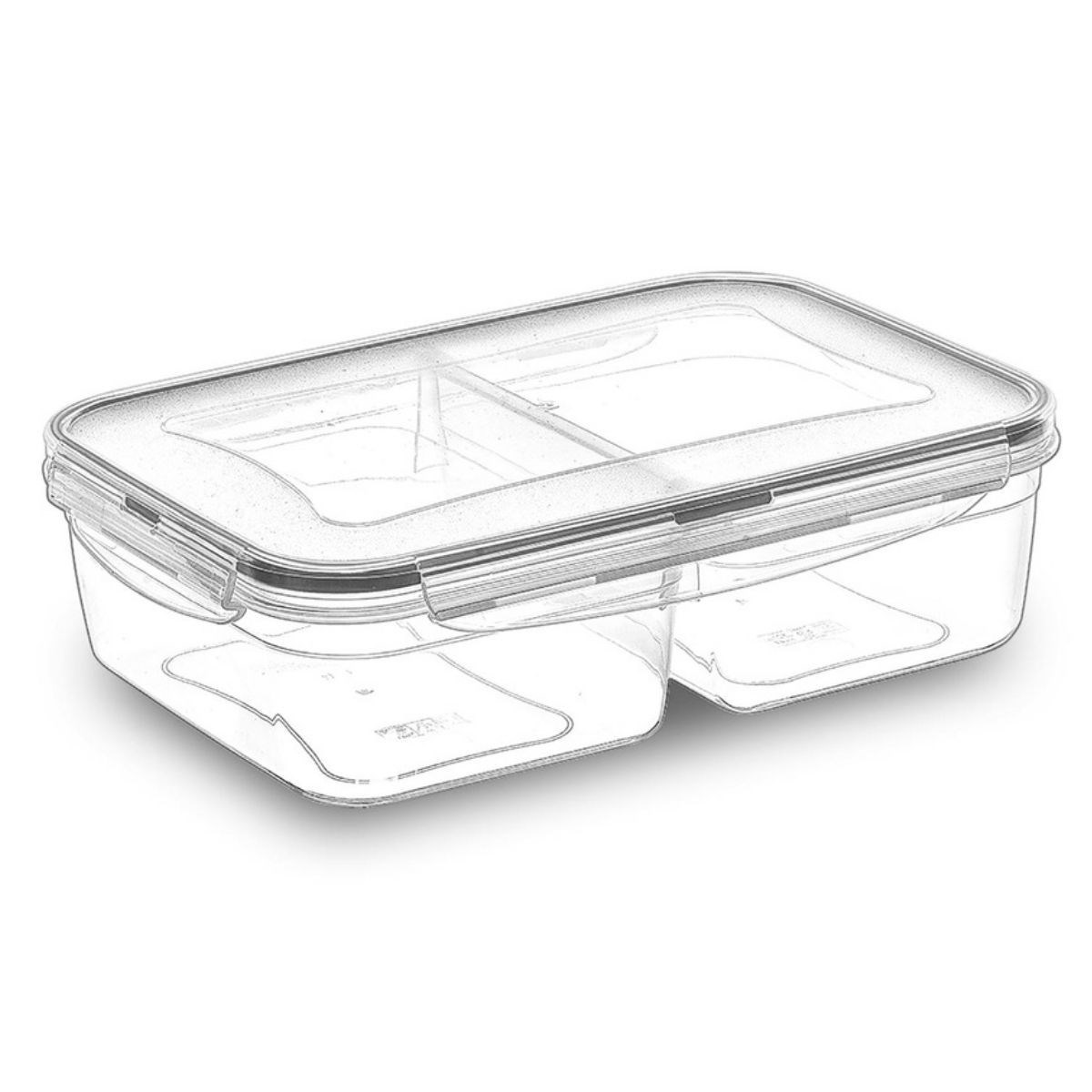 2 Bölmeli Sızdırmaz Contalı Kilitli Kapaklı 1 Litre Erzak Saklama Kabı -LC505 (5563)
