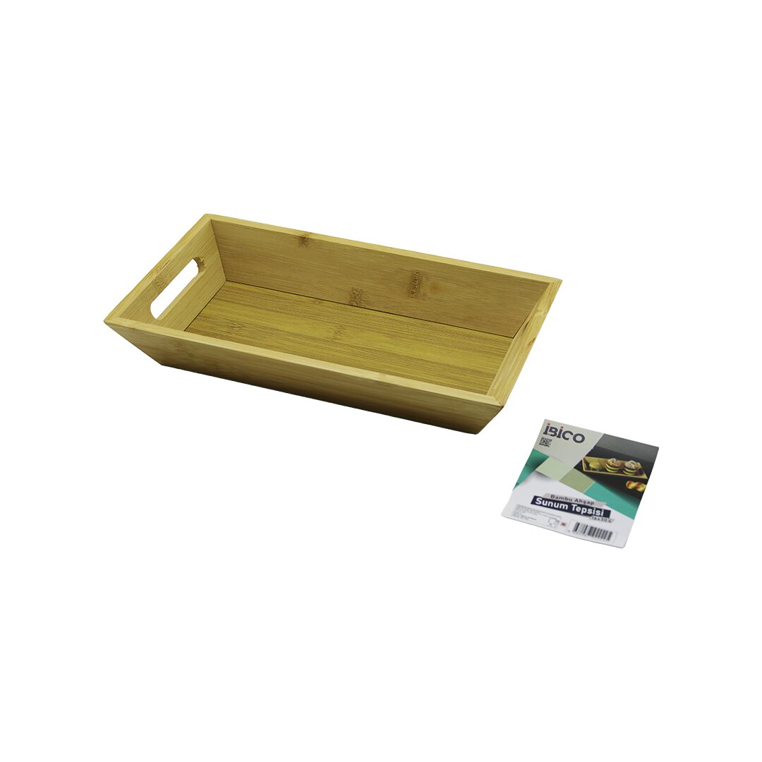 DİKDÖRTGEN=16X30CM  DERİN=4.5CM  AHŞAP BAMBU SUNUM TEPSİSİ ÇİFT OYMA KULPLU (5563)