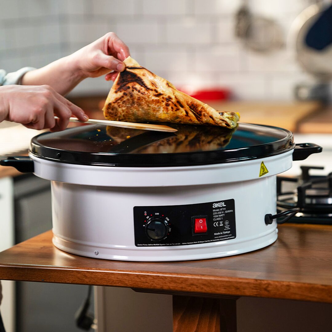 KATMER - Yufka-Platte mit Thermostat - Ständer 3000W Emailliert 53cm AT-111B