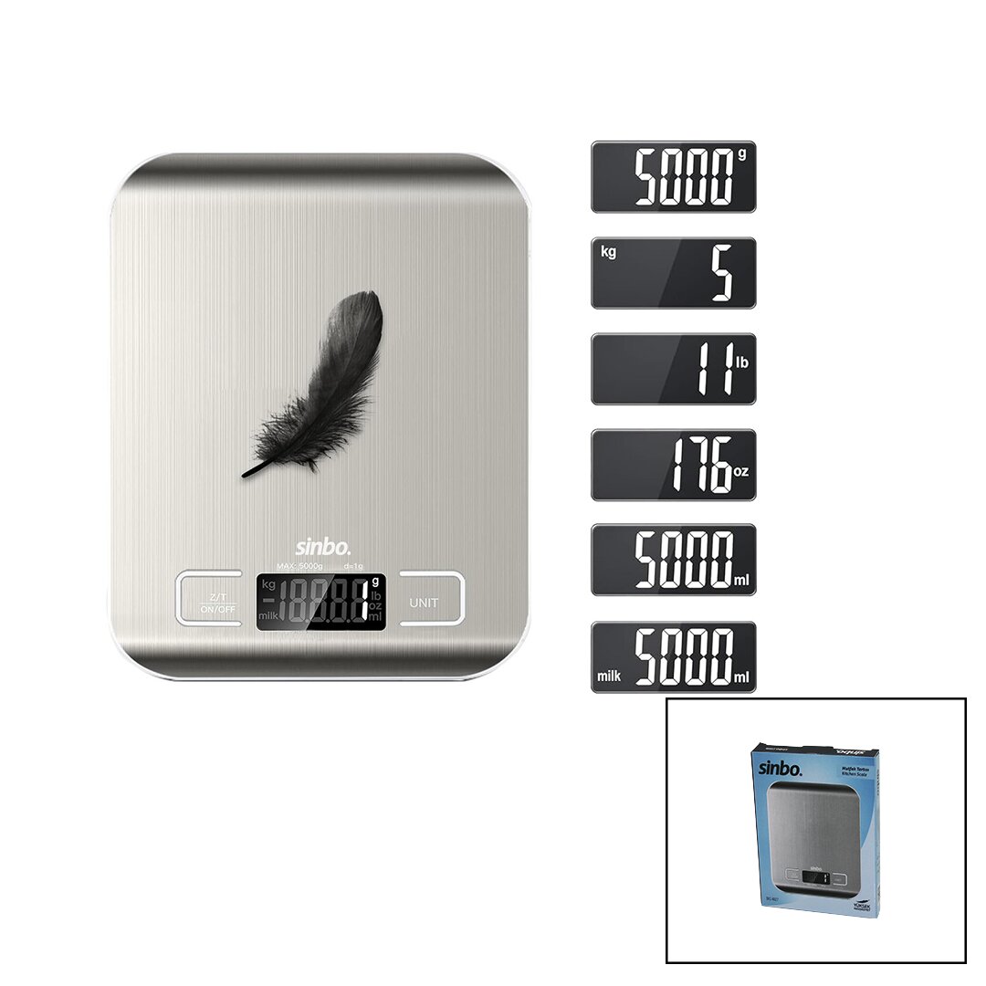 Küchenwaage Waage Edelstahl LCD-Display 5kg/1g Batteriebetrieben SKS-4527