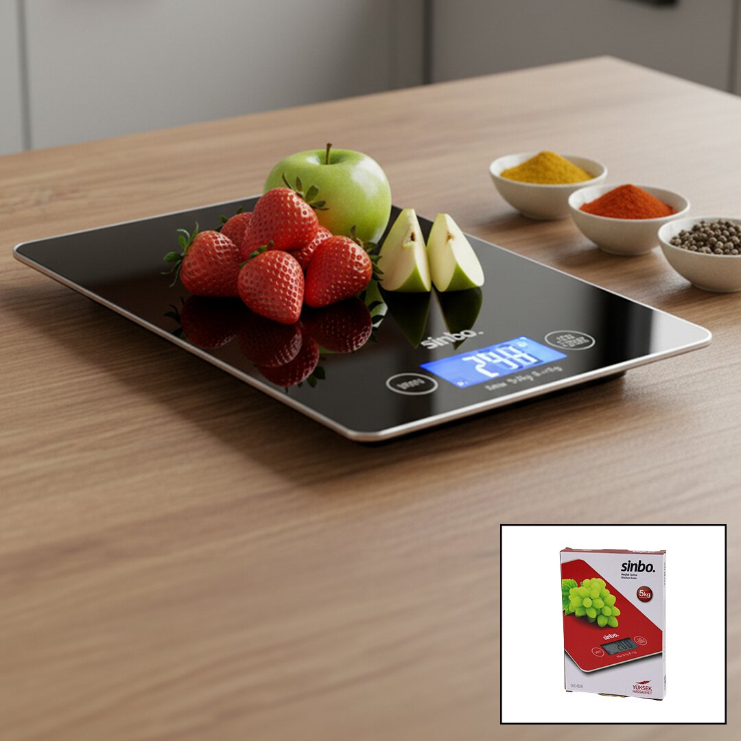 Glas Küchenwaage LCD Display 5kg/1g Batterie CR2032 SKS-4526