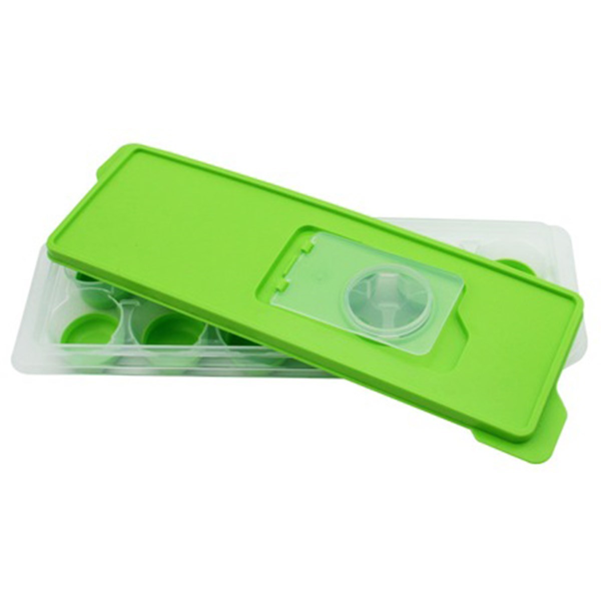 12li Kapaklı Yapışmaz Silikon Tabanlı Plastik Küp Buz Kalıbı (5563)