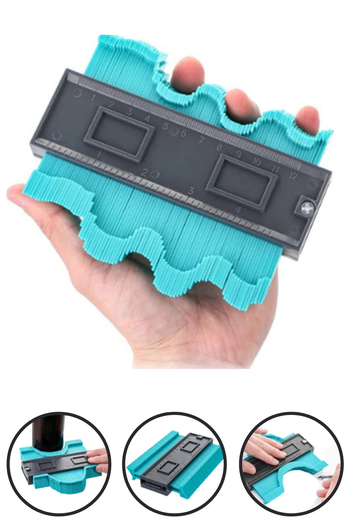 Çok Fonksiyonlu Plastik Kontur Ölçüm Cihazı Ahşap Fayans Şekillendirme Kalıbı- 12 CM (5563)