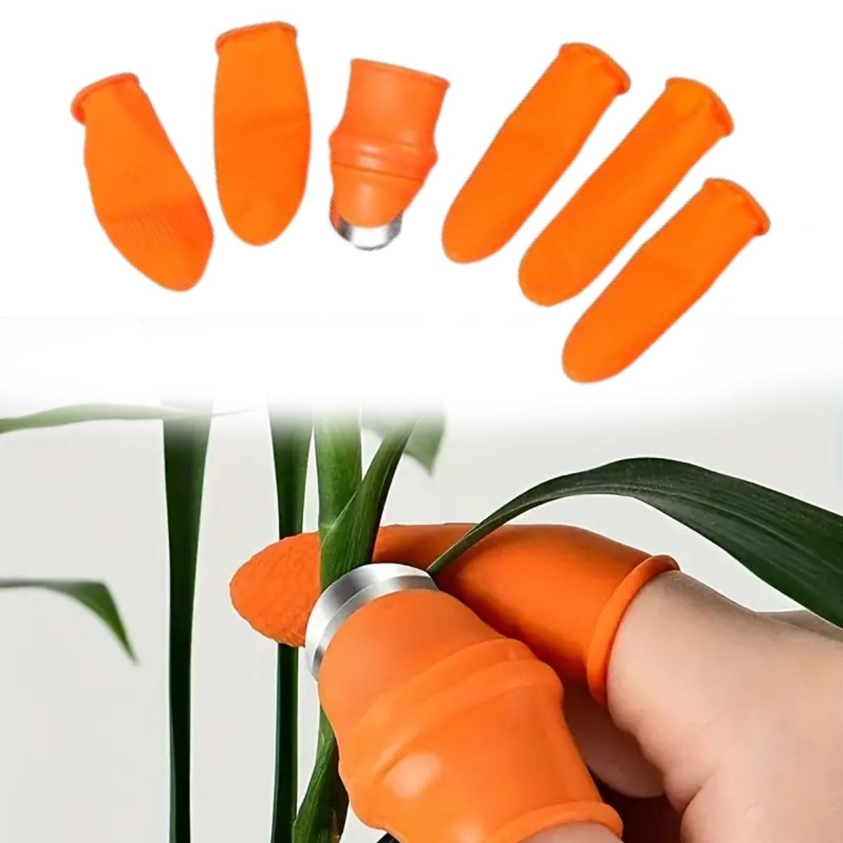 5er Fingerschutz + 1er Daumenschutz-Handschuh Gemüse Obst Schäler Silikon Set (5563)