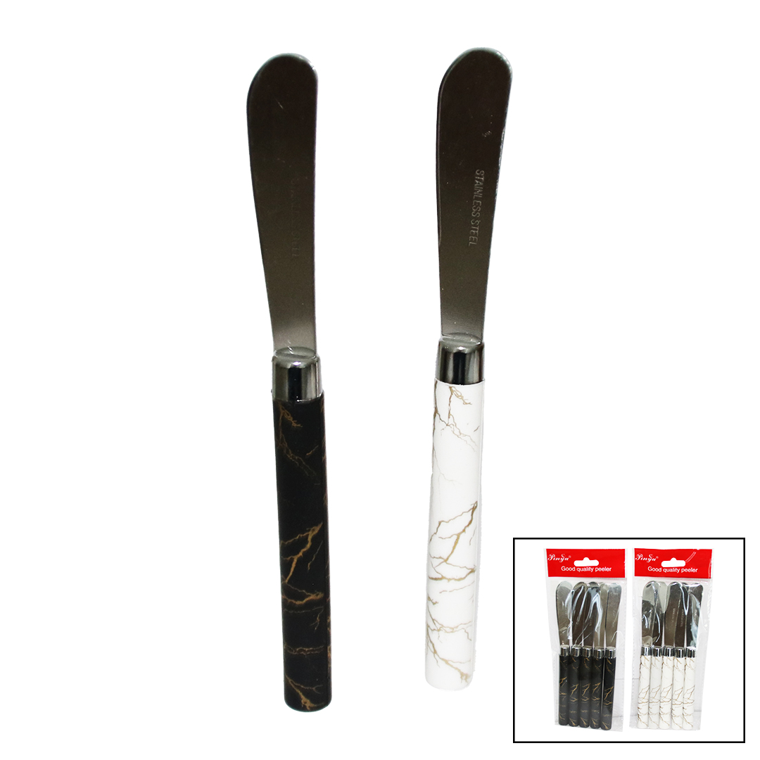 5-teiliges langes Frühstücksmesser - Marmormuster Griff 16,5 cm