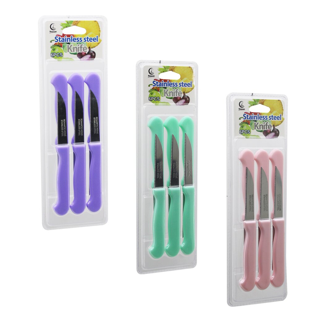 6PCS MEYVE BIÇAK  RENKLİ PLASTİK SAPLI   VAKUMLU AMBALAJ   BRKT-806155 (5563)