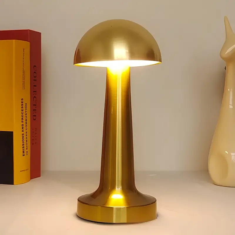 Forlife Dekorative LED Pilz-Tischleuchte mit Akku Gold FL-8055