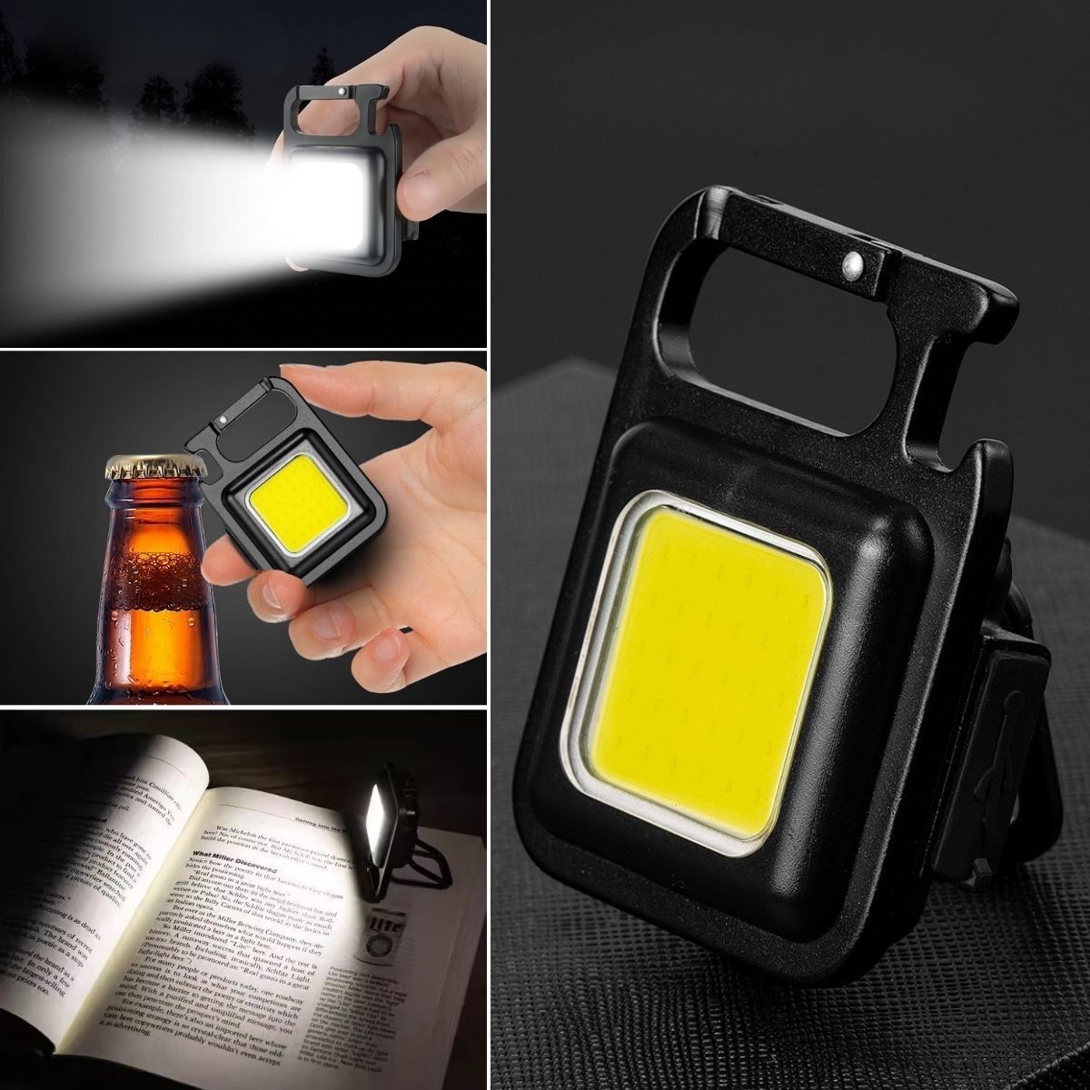 Mini LED Campinglampe mit Schlüsselanhänger, Flaschenöffner und Magnet (5563)