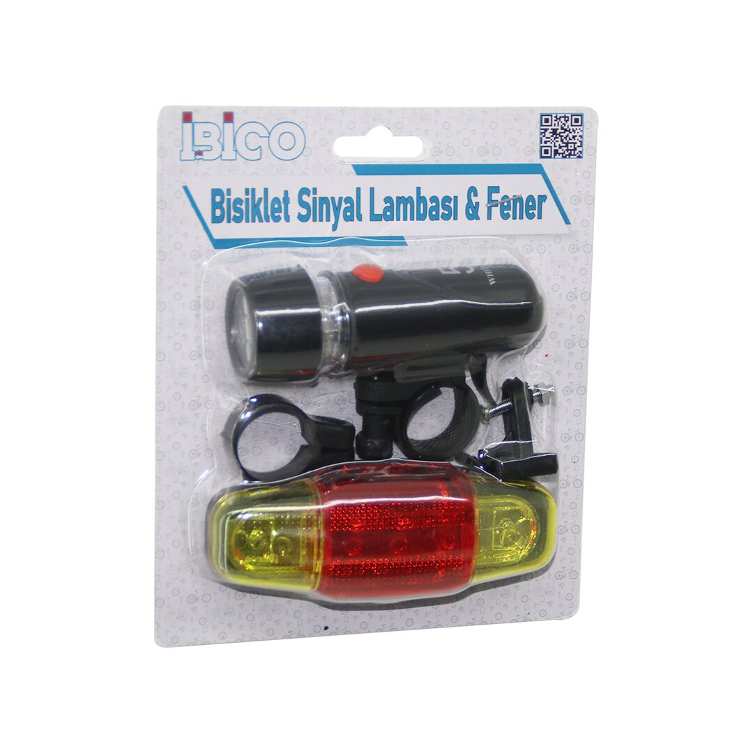 2IN1 Fahrradleuchte mit Signallampe batteriebetrieben (5563)