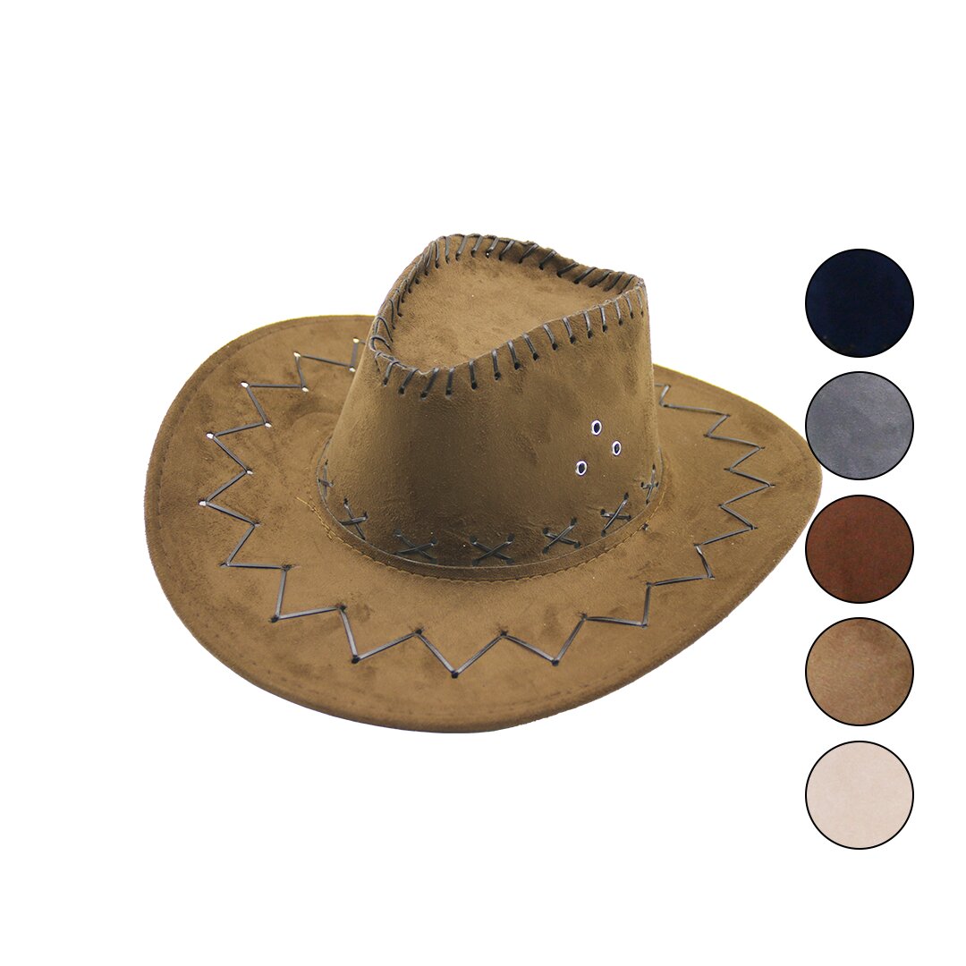 Synthetic Leather Zigzag Pattern Men's Felt Cowboy Hat (5563)