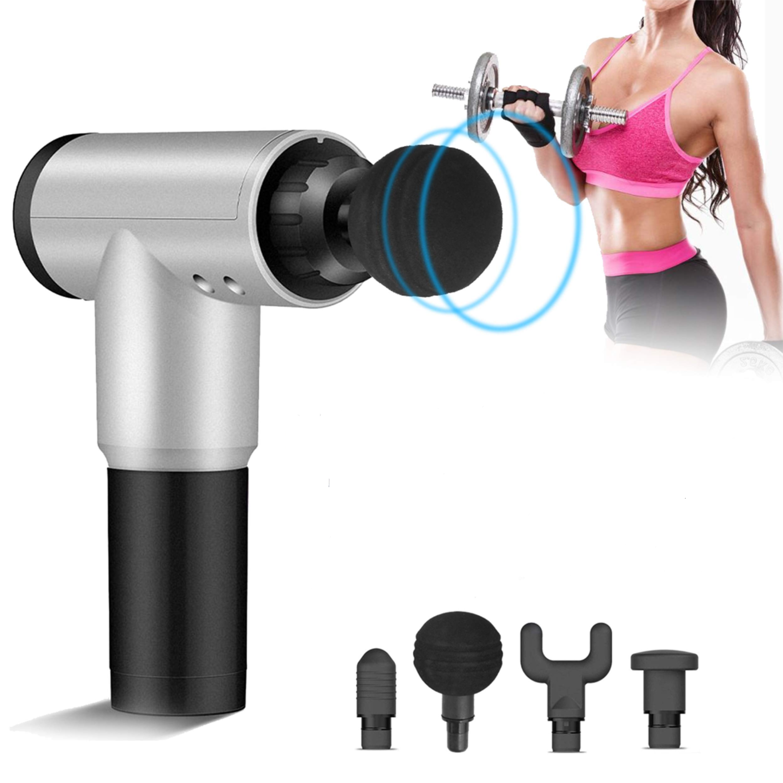 Sporcu Masaj Aleti 4 Başlıklı Şarjlı Titreşimli Yoğurmalı (5563)