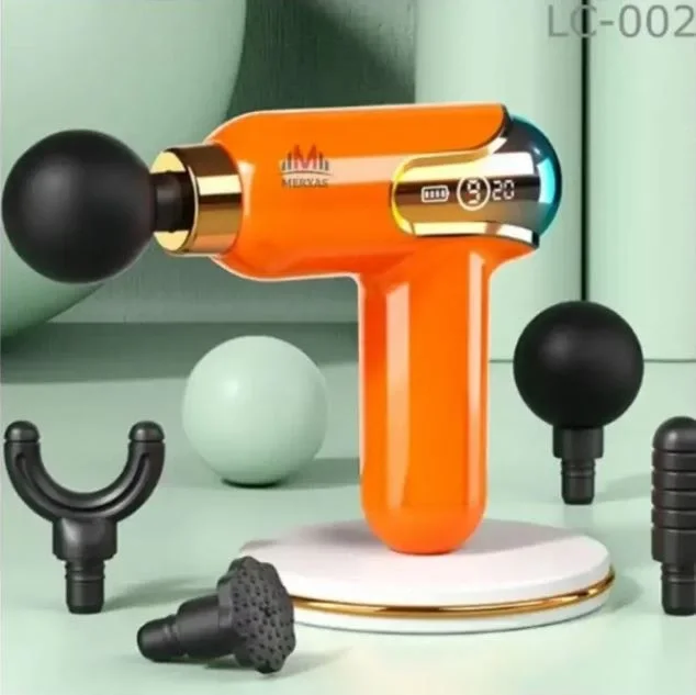 Yeni Nesil Darbeli Titreşimli Şarjlı Sporcu Masaj Tabancası 4 Başlıklı LC-002 (5563)