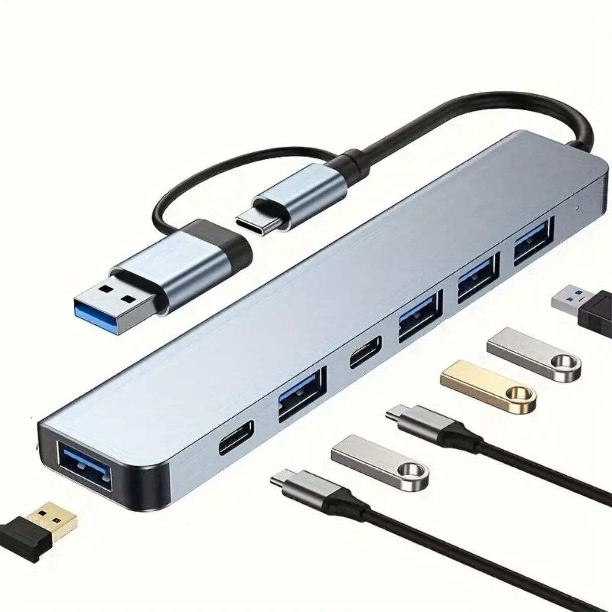 8 in 1 Usb Çevirici Notebook Macbook Type-C Uyumlu Görüntü Aktarıcı Hub (5563)