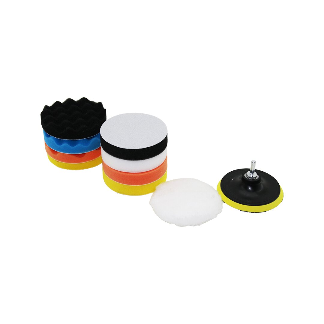 115 MM  11PCS POLİSAJ SÜNGER SETİ 8 AD. 115MM SÜNGER- 1 POLİSAJ PED -1 M14 ADAPTÖR - 1 CIRTLI DİSK TABAN (5563)