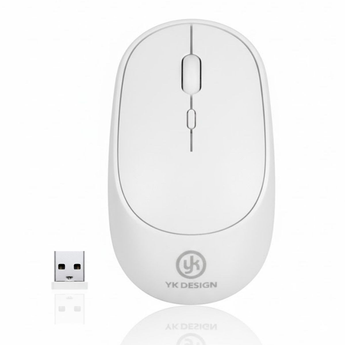 White Ergonomic Silent Wireless Mouse – USB Receiver, Comfortable PC Mouse MS6310 (5563)