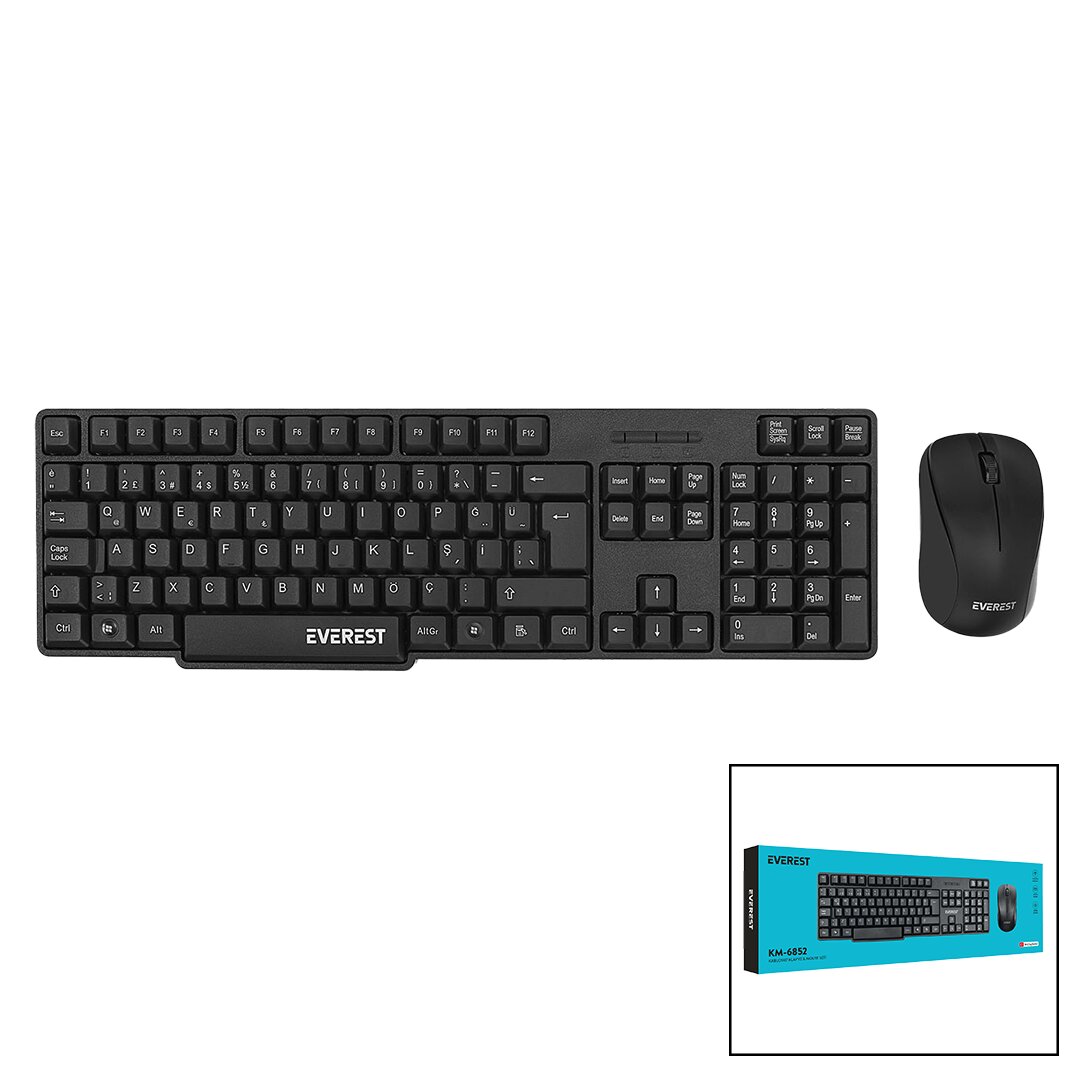 EVEREST KM-6852 Kabelloses schlankes Tastatur-Maus-Set Q
