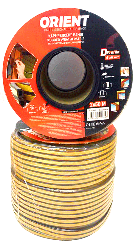 KAHVERENGİ 100MT2X50MTBOBİN FİTİL KAPI PENCERE BANT (5563)