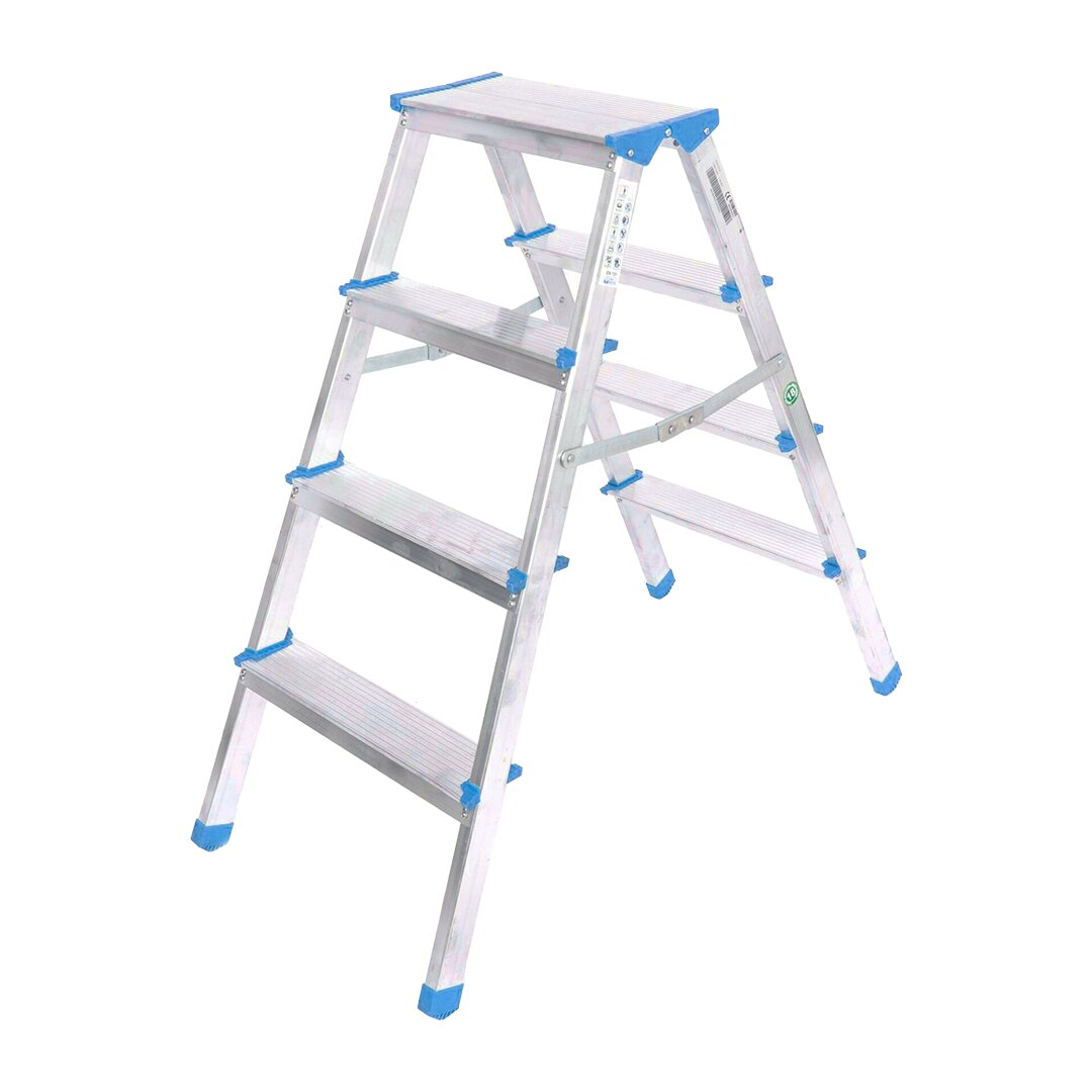 4+4 ÇİFT BASAMAKLI ALÜMİNYUM METAL MERDİVEN YÜKSEKLİK = 92CM BAŞ GENİŞLİK = 8CM (5563)