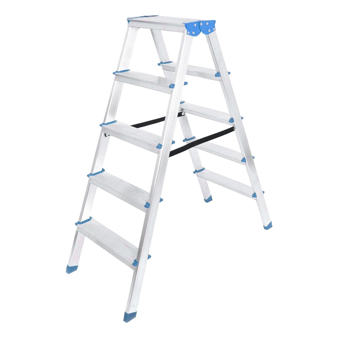 5+5 ÇİFT BASAMAKLI ALÜMİNYUM METAL MERDİVEN YÜKSEKLİK = 115CM BAŞ GENİŞLİK = 8CM (5563)