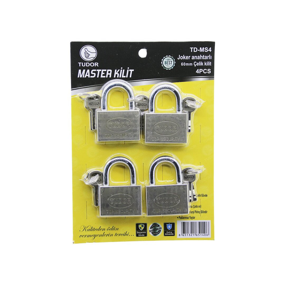 TUDOR TD-MS4 MASTER 4er Set Universalschlüssel 60MM - Grau Vorhängeschloss