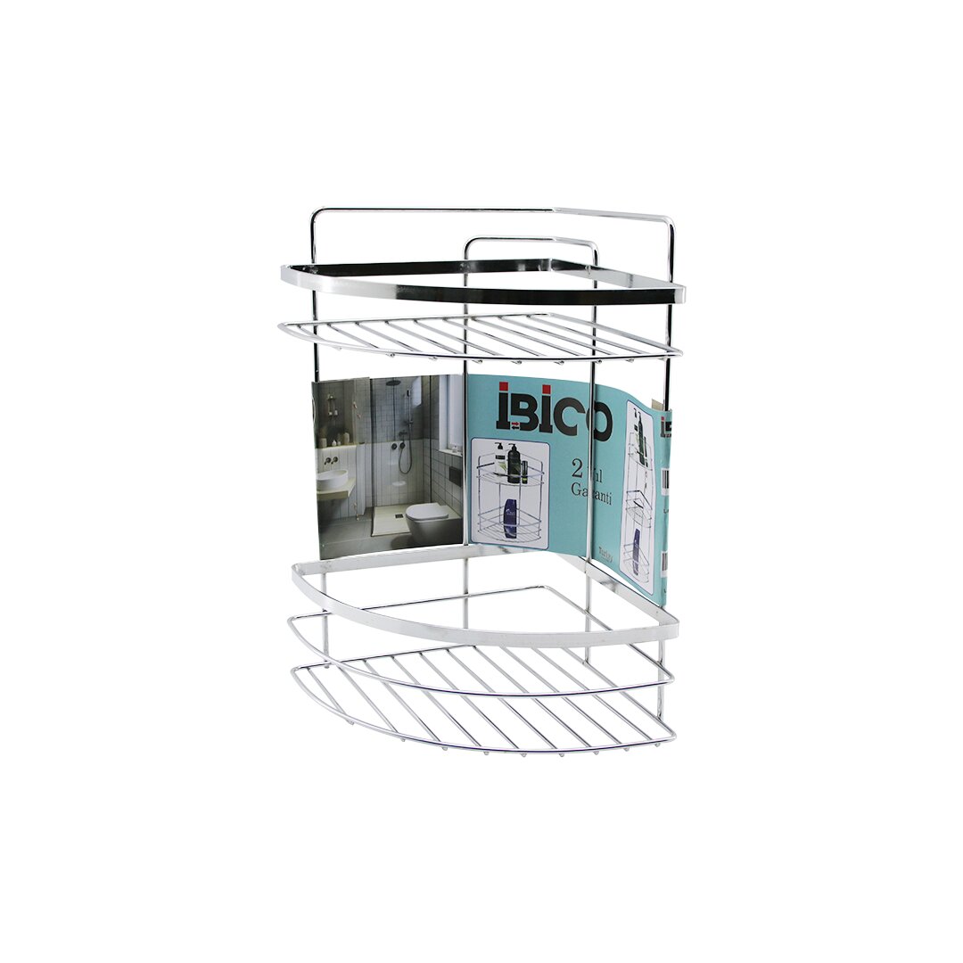 LAMALI   2 KATLI - ÜÇGEN   KROM   METAL  BANYO KÖŞELİK - DUŞKABİN RAF (5563)