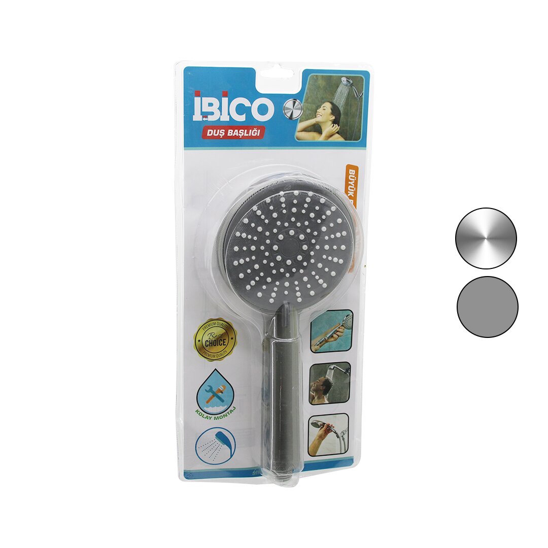 Großer runder Duschkopf 11cm stufenlos vakuum chrom-grau weiß-grau