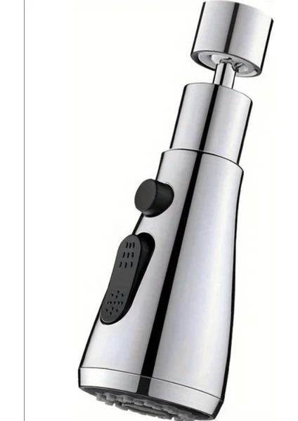 360 DERECE DÖNEBİLEN- 3 MOD  KROM YAĞMUR PÜSKÜRTME BORULU KUBAR MUSLUK UCU  (5563)