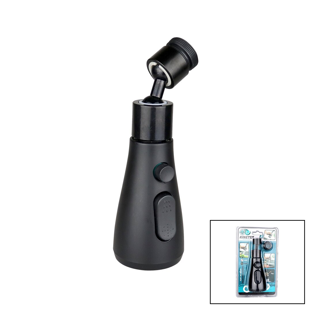 360 DERECE DÖNEBİLEN- 3 MOD  SİYAH YAĞMUR PÜSKÜRTME BORULU KUBAR MUSLUK UCU KTX-3289 (5563)