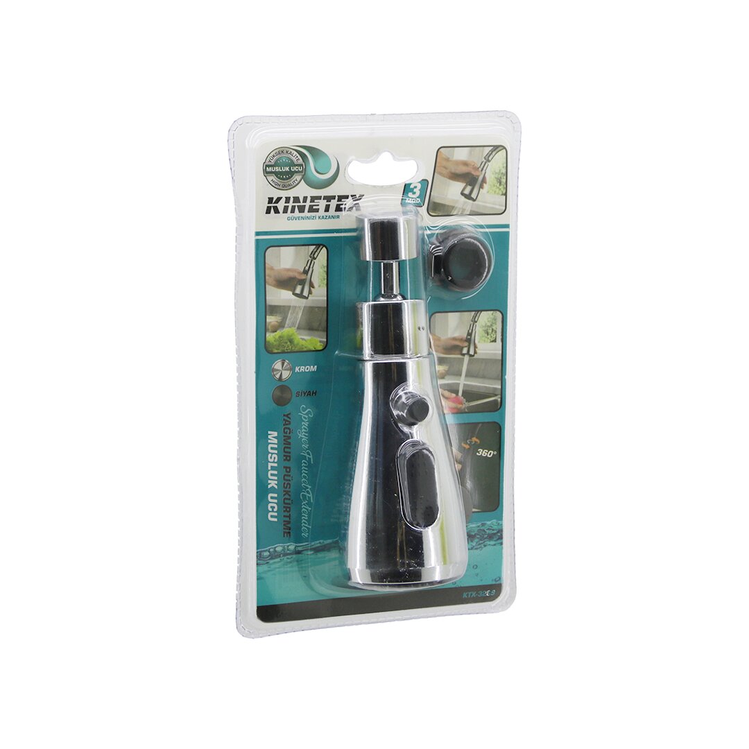 KROM  360 DERECE - 3 MOD YAĞMUR PÜSKÜRTME BORULU KUBAR MUSLUK UCU KTX-3289 (5563)