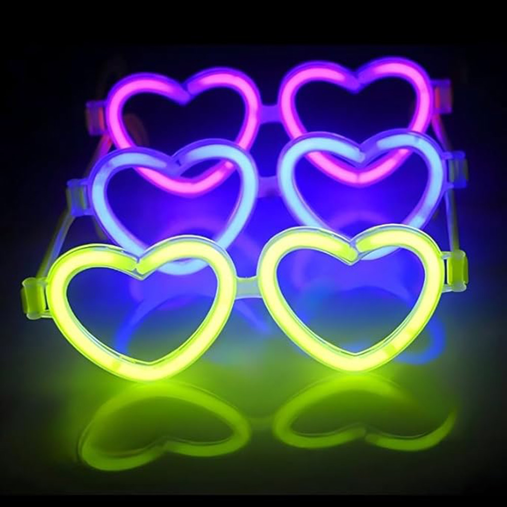 Glow Herzförmige Neon-Brille 6er Set – Neon Party (5563)