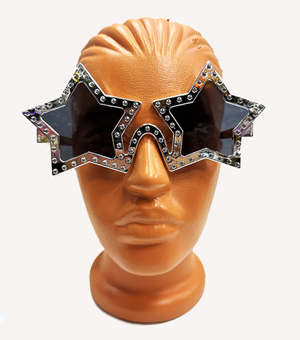 Yıldız Şekilli Parlak Metalize Parti Gözlüğü Gümüş Renk 16X7 cm (5563)