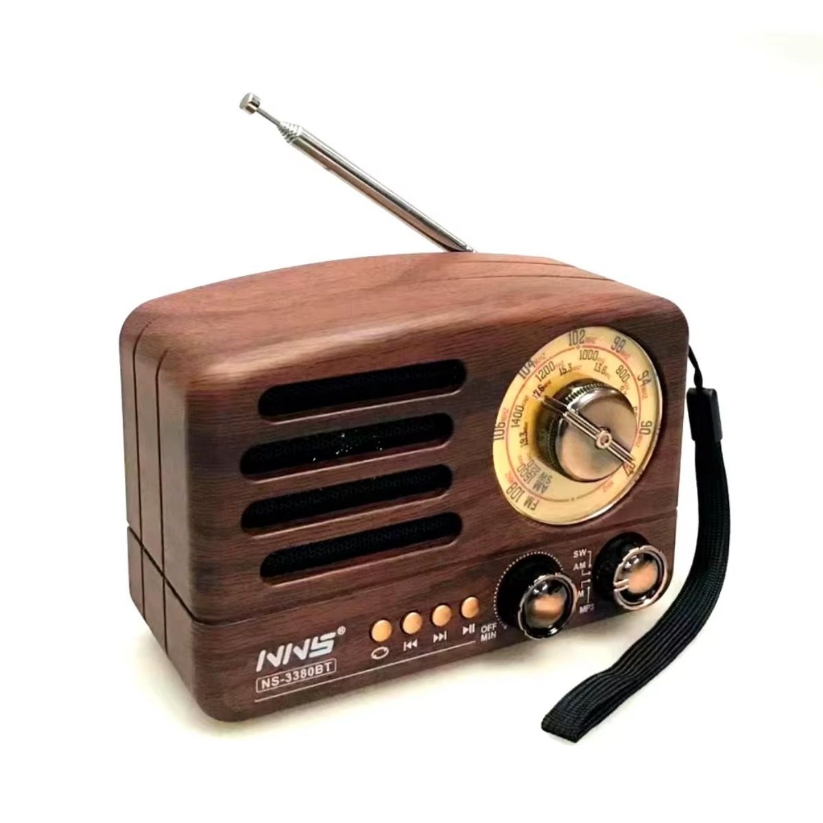 Retro Wooden Bluetooth Radio with FM/AM, Portable & Rechargeable