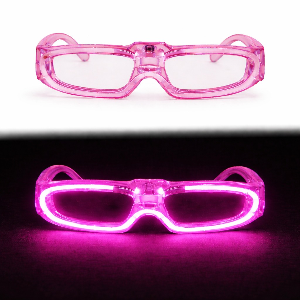 Rosa LED-Partybrille 3 Modi – Glow - Nacht-Party-Brille (5563)