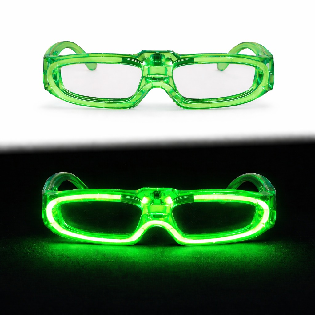 Grüne LED-Partybrille 3 Modi – Glow - Nacht-Eventbrille (5563)