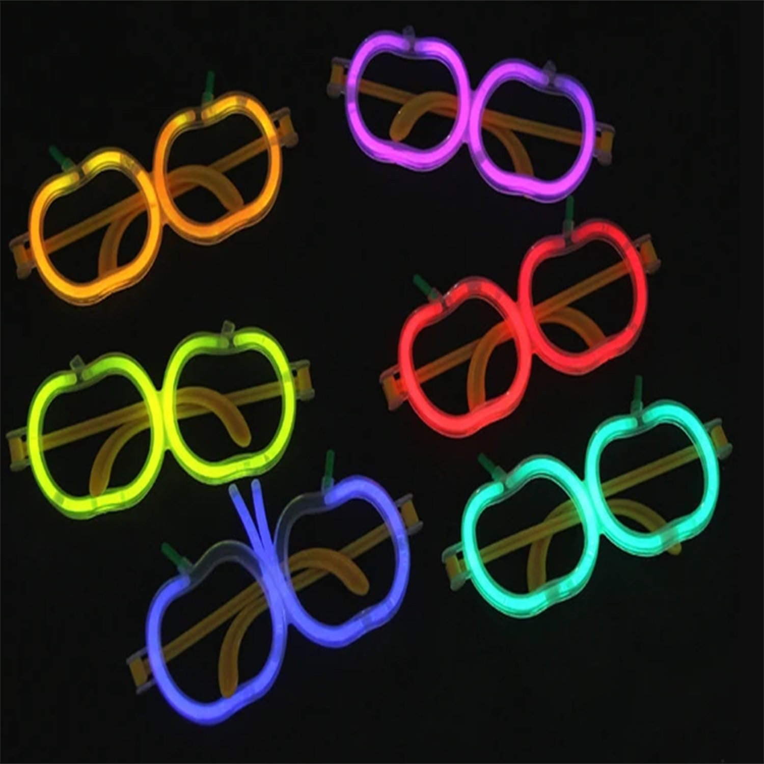 Glow Stick Apfel-Brille - Glow Party Brille - 12er Set (5563)
