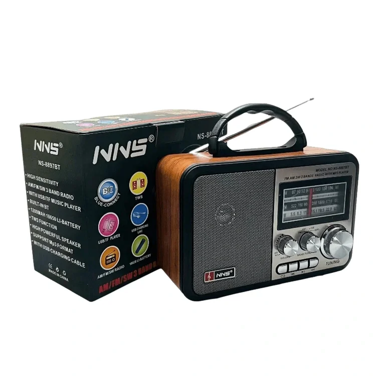 NNS NS-8897 Retro Wooden Radio with Bluetooth & FM/AM (5563)