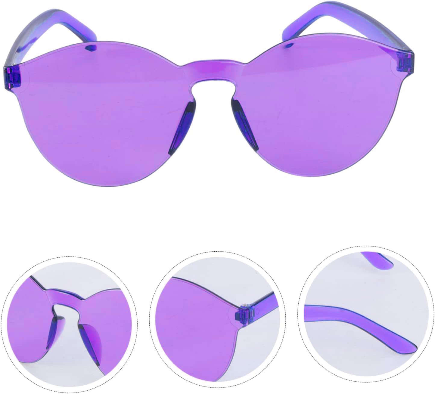 Harte Kunststoff Ovale rahmenlose Brille Lila Retro Party 5x14 cm (5563)