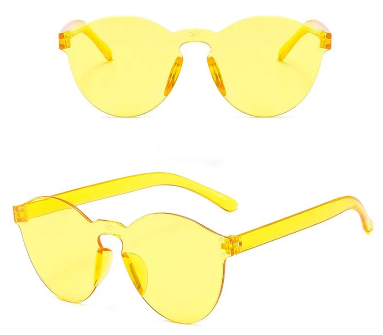 Sert Mika Oval Şekilli Çerçevesiz Sarı Gözlük Retro Parti 5x14 cm (5563)