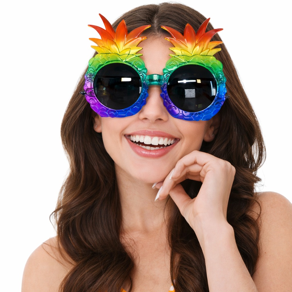 Tropikal Ananas Tasarımlı Renkli Hawaii Parti Gözlüğü (5563)