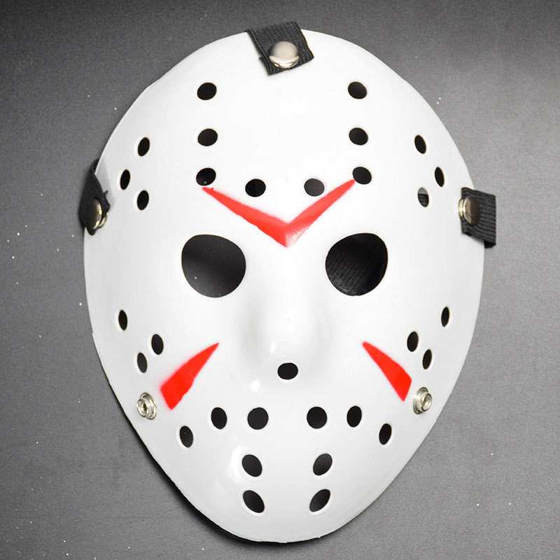 Weiße Hockey-Maske Jason mit roten Streifen Vollgesicht (5563)