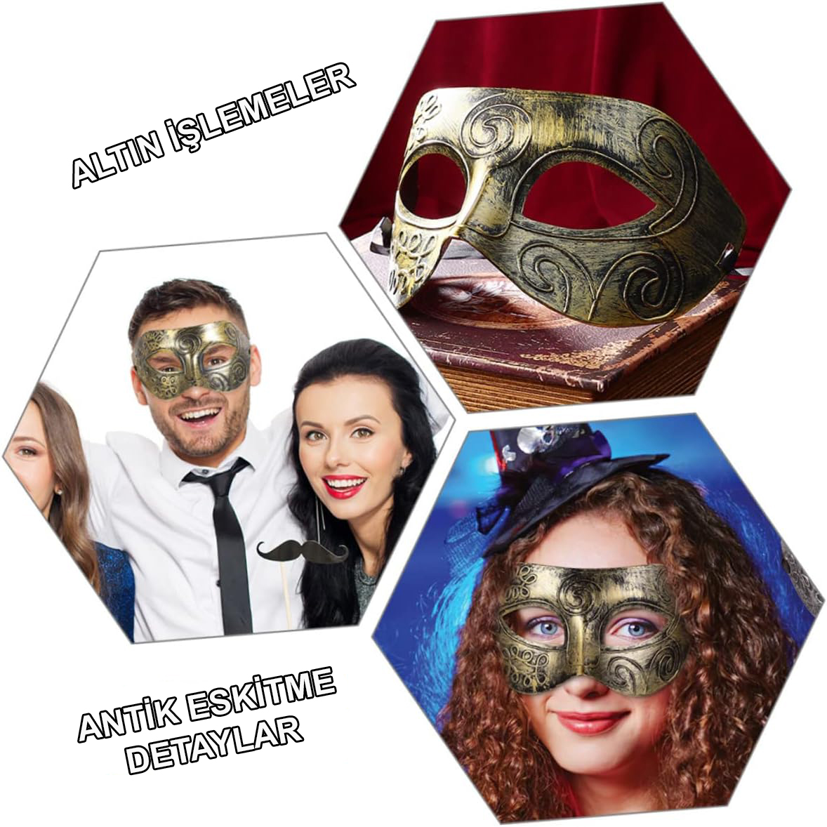 Goldene Antik-Gesichtsmaske - Venezianische Maskerade Maske (5563)