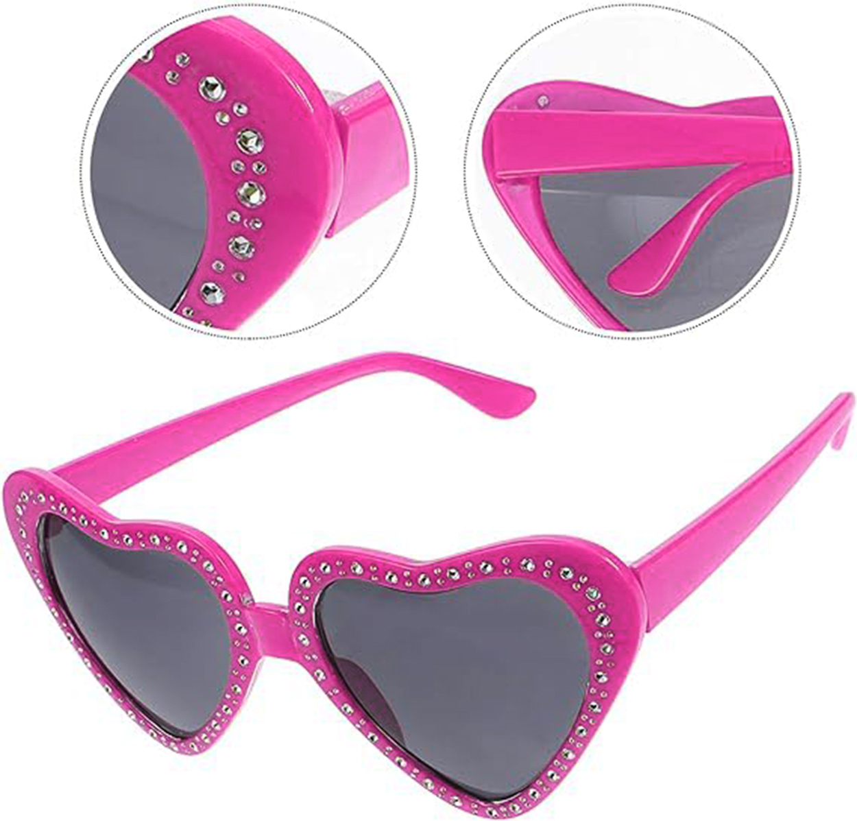 Herzförmige Steinbesetzte Party-Brille Rosa 6x16 cm (5563)